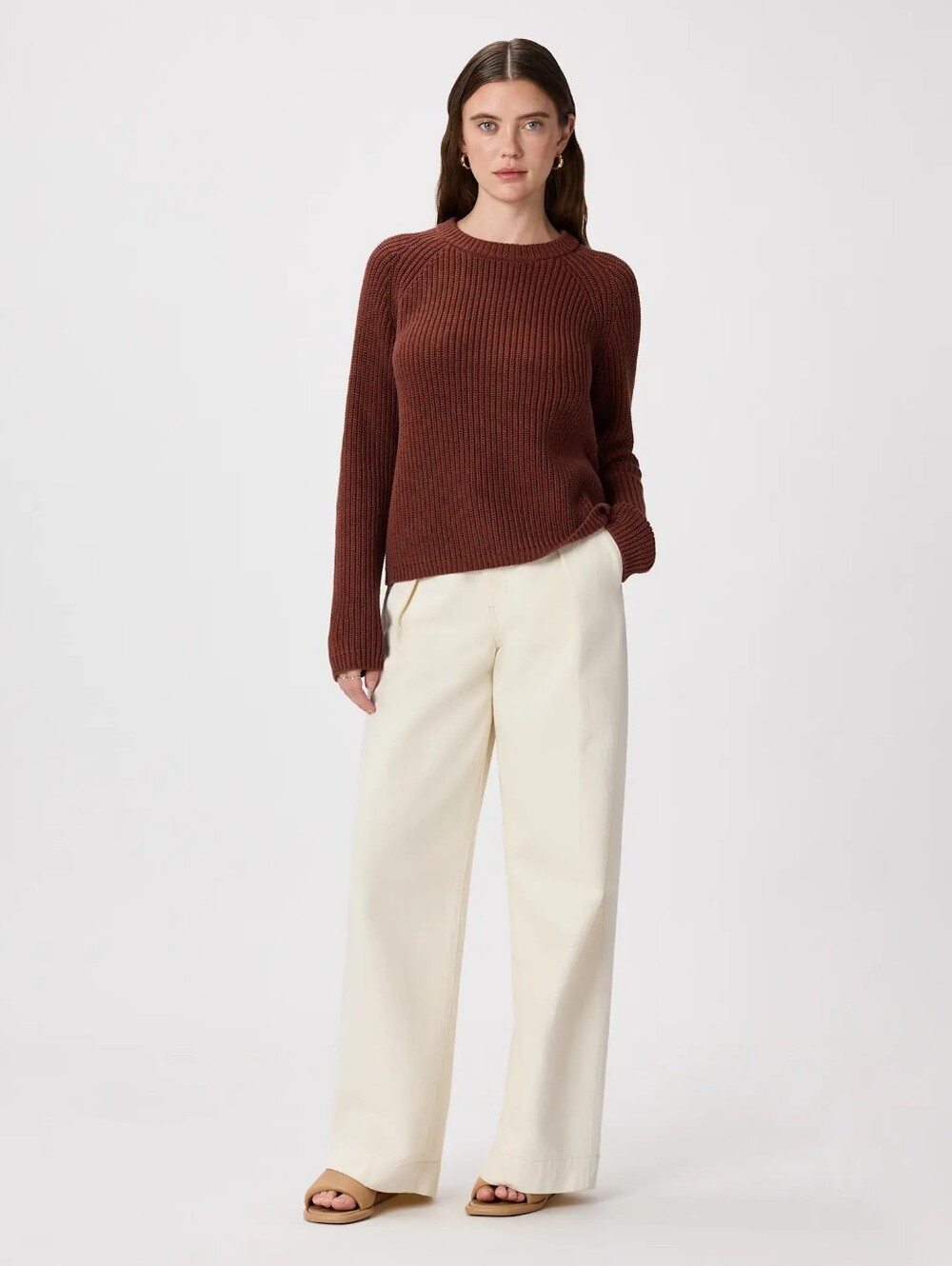 Quince | 100% Organic Cotton Fisherman Crew Sweater | Sz Lrg